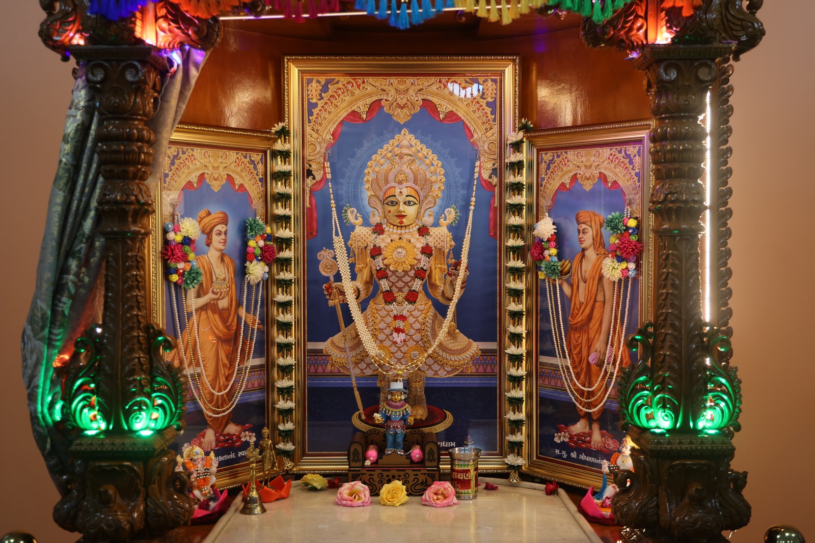 Shree Swaminarayan Bhagwan at the mandir shrine